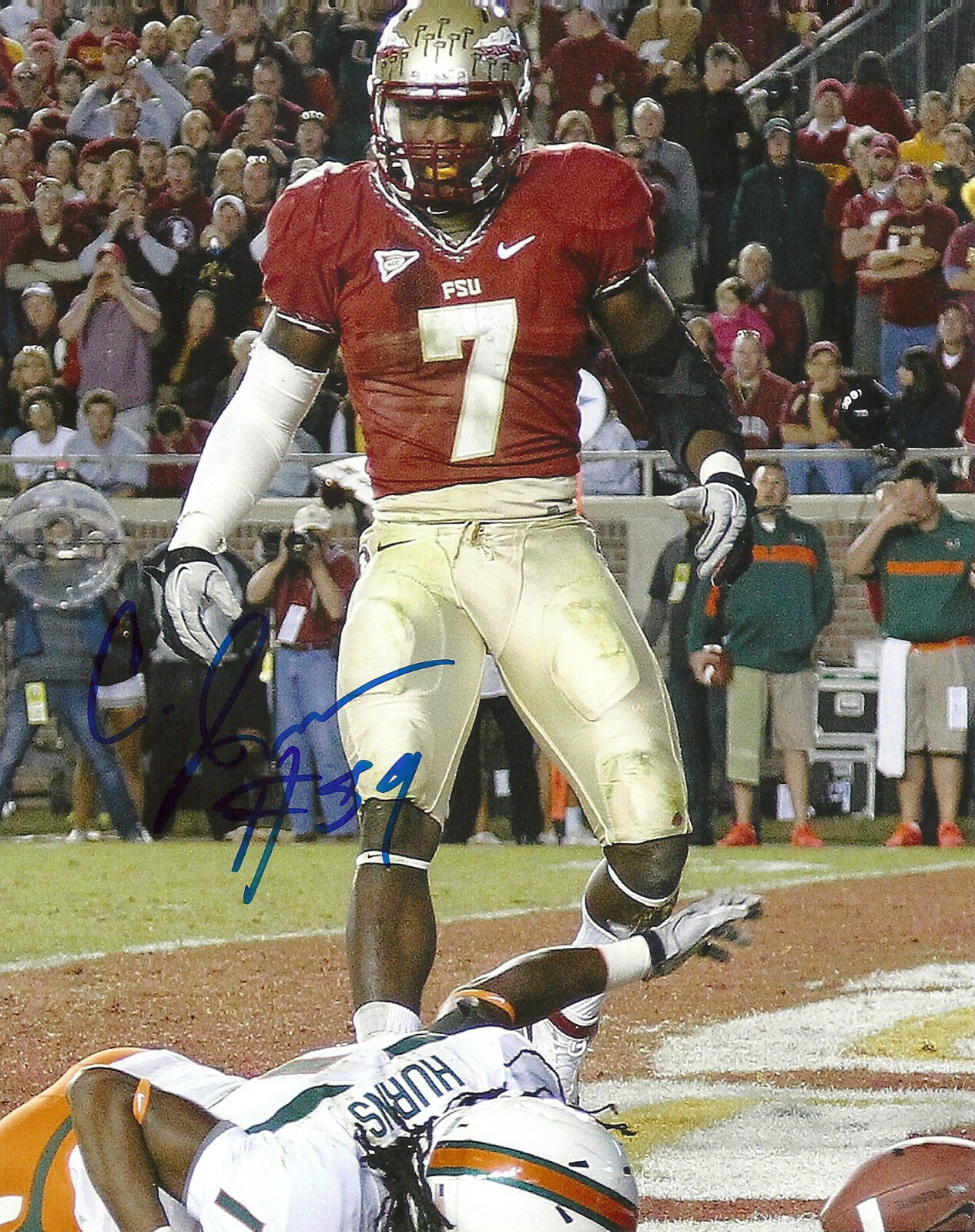 CHRISTIAN JONES 'CHICAGO BEARS' FLORIDA STATE 2014 SIGNED 8X10 PICTURE *COA