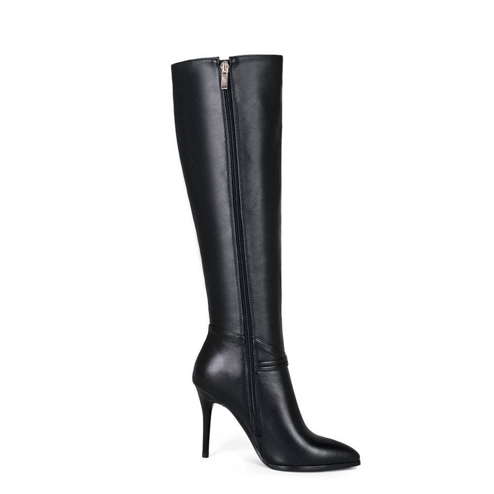 Women's Knee Boots Leather Thin Heels Shoes Dress Party Winter Knee High Boots-MERUMOTE