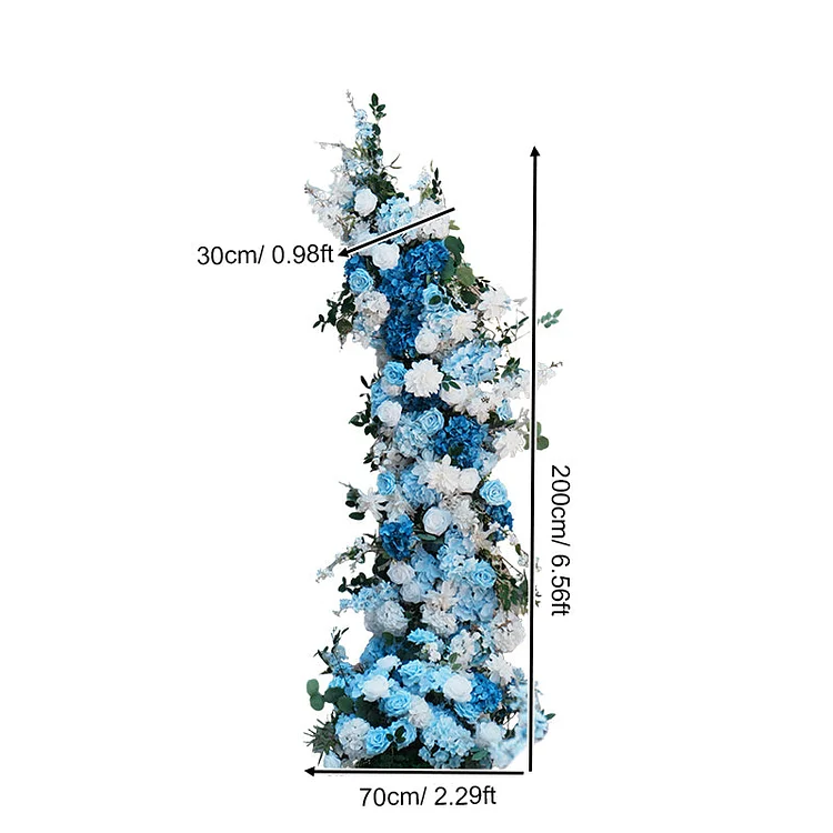 A8634 Blue White Series Greenery Flower Row Arrangement Decor Wedding Backdrop Horn Arch