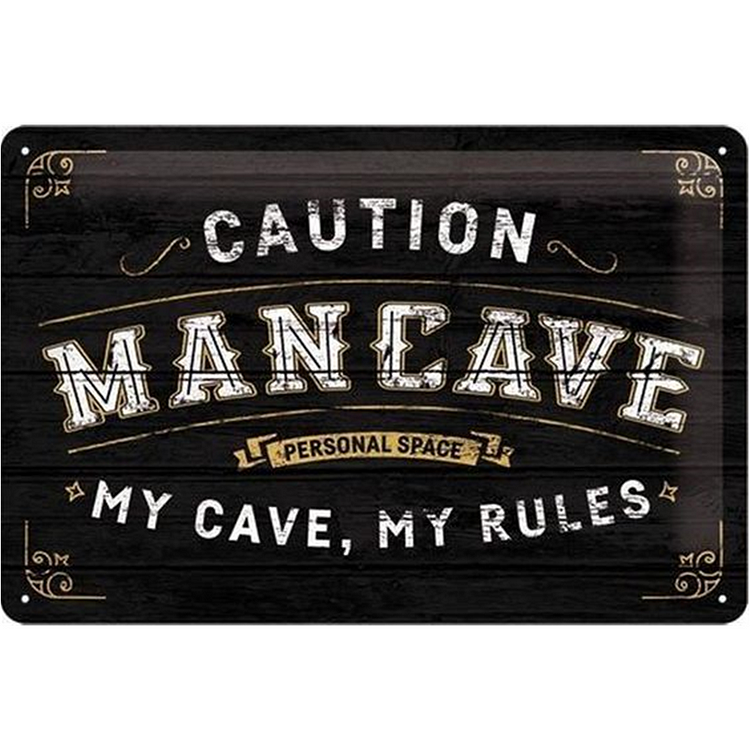 Man cave - Enseigne Vintage Métallique/enseignes en bois - 20*30cm/30*40cm