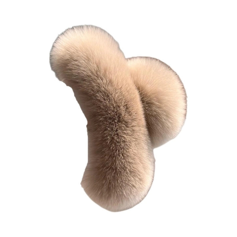 Large Real Rex Rabbit Fur Back Head Clip Net Red Oversized Fur Hairpin Cute Plush Headdress Hair Grip Hair Accessories Winter