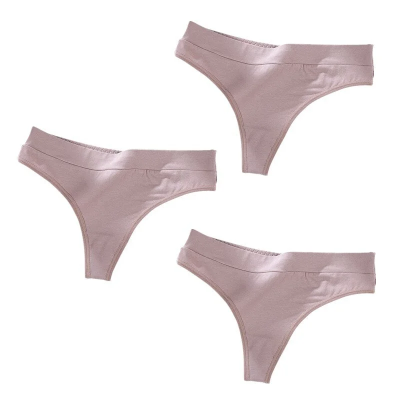 3Pcs/Lot Women's Cotton Thong Panties String Underwear Women Briefs Sexy Lingerie Pants Intimate Ladies Low-Rise G-String
