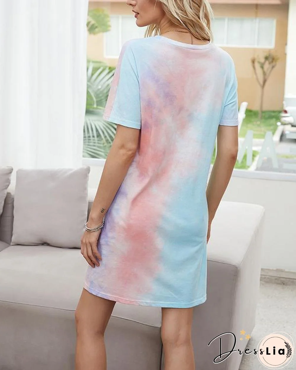 Loose Straight Pullover Ombre T-Shirt Mini Dress