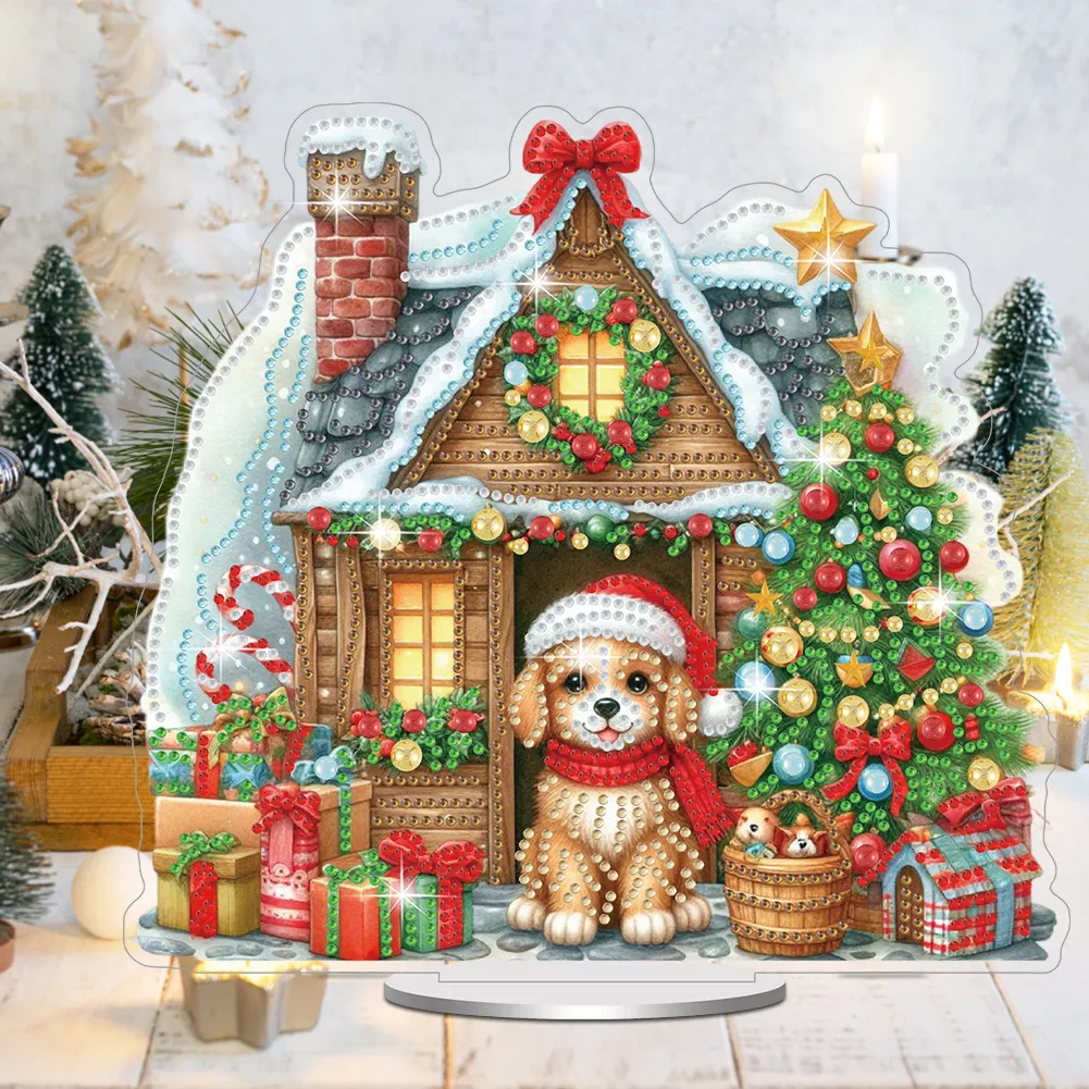 DIY Christmas Dog House Acrylic Special Shaped Diamond Painting Desktop Decorations