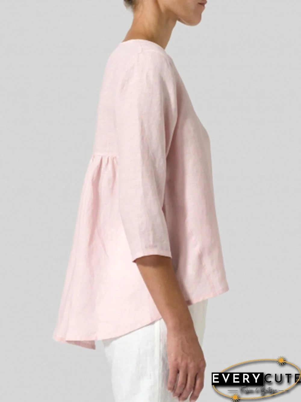 Women Casual 3/4 Sleeve Loose Tops Blouse Shirt