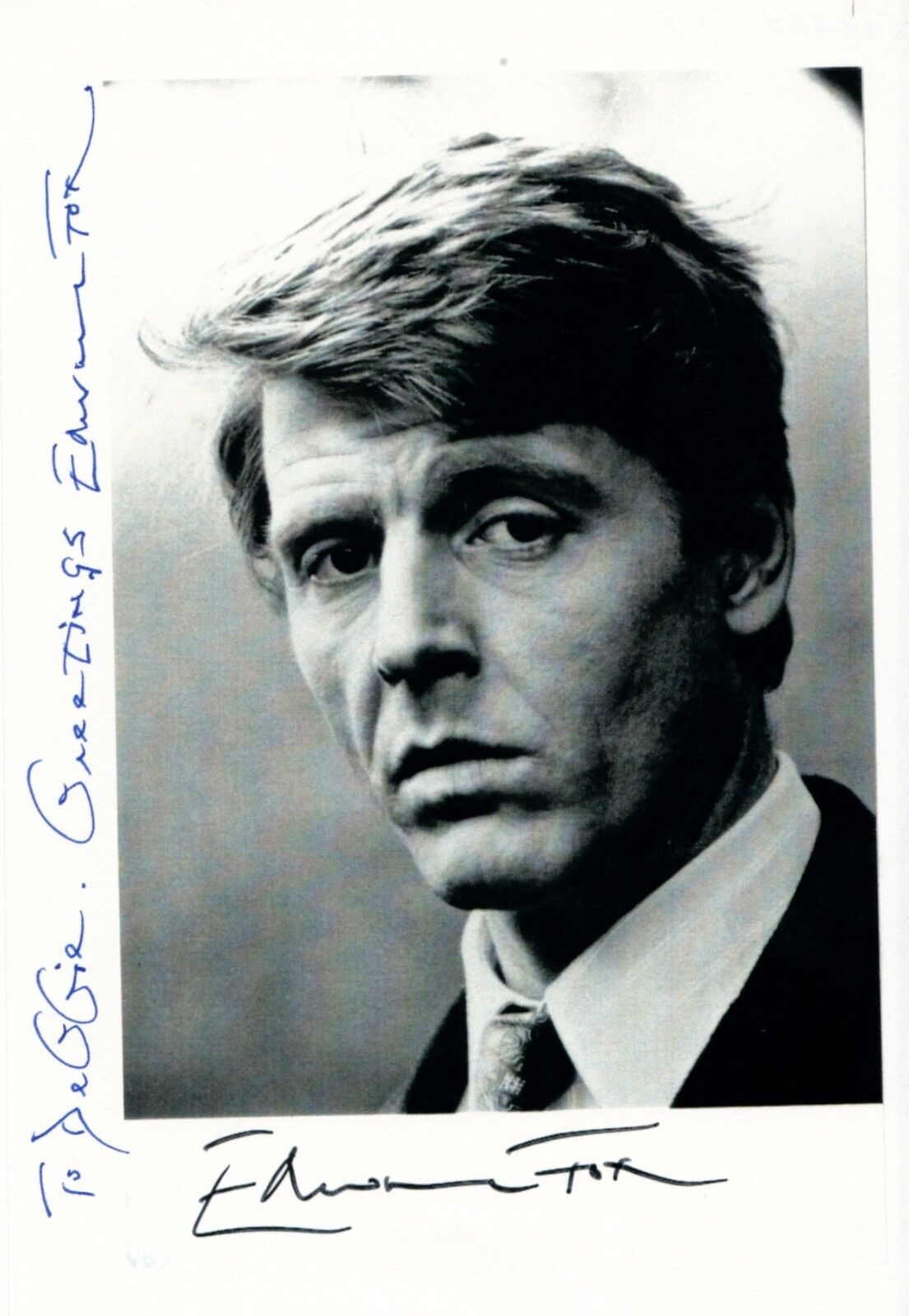 EDWARD FOX hand-signed STUNNING HANDSOME YOUNG CLOSEUP authentic w/ UACC RD COA