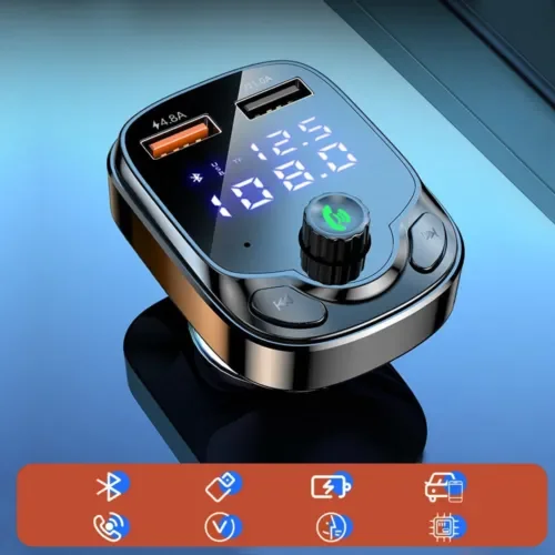 Dronehint Car Bluetooth 5.0 FM Transmitter 2-USB Fast Charger QC3.0 Support TF Card-Parts (For: GMC) Parts