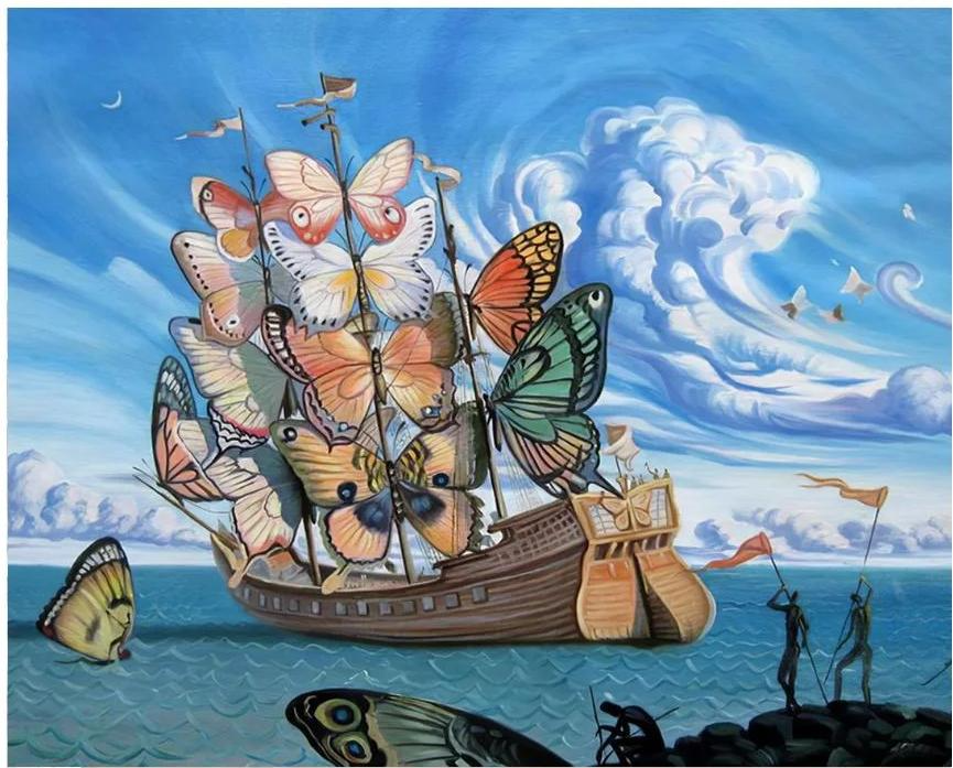 butterfly sailboat painting