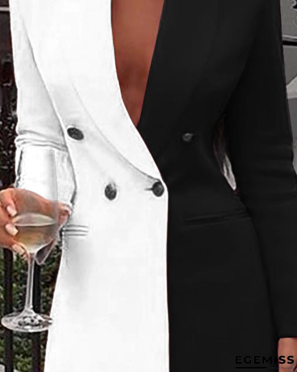Color block Patchwork Long Sleeve Blazer Dress | EGEMISS