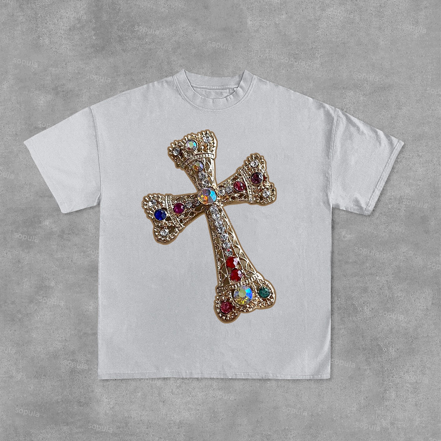 Diamond Cross Graphic Print Cotton T-Shirt - Sopula ｜Premium Graphic Tees & Graphic Streetwear
