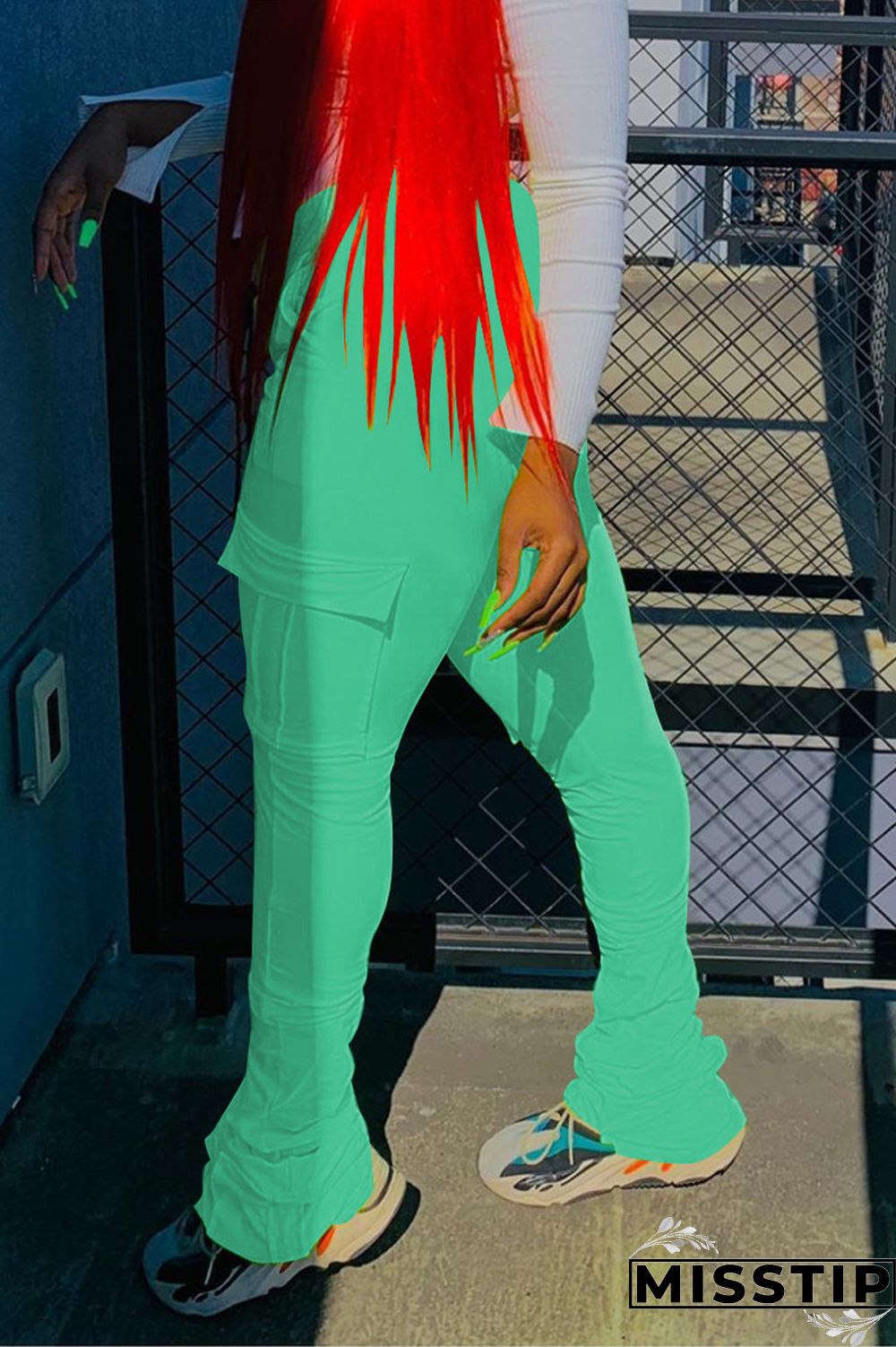 Orange Fashion Casual Pleated Sports Trousers