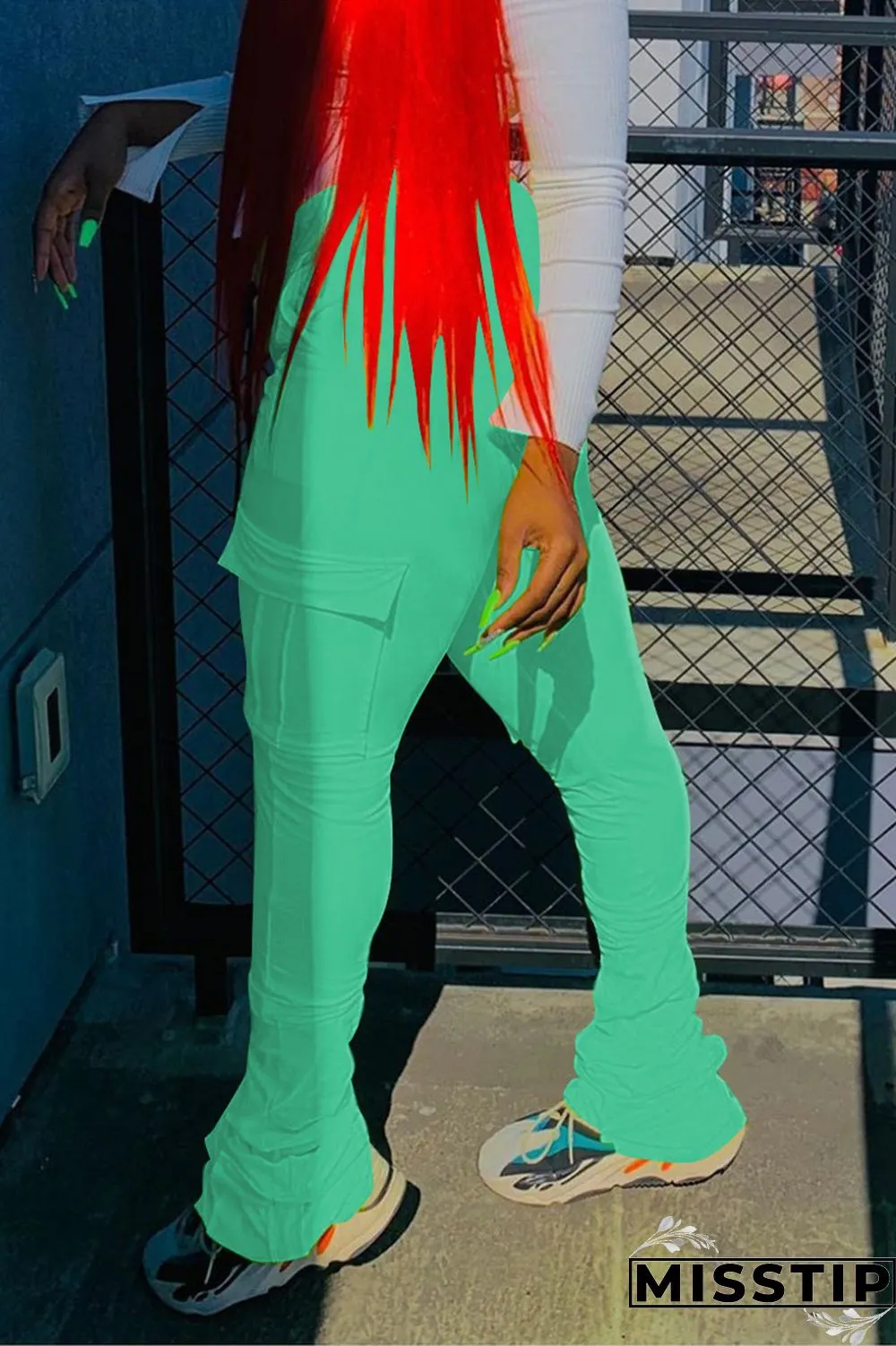 Orange Fashion Casual Pleated Sports Trousers