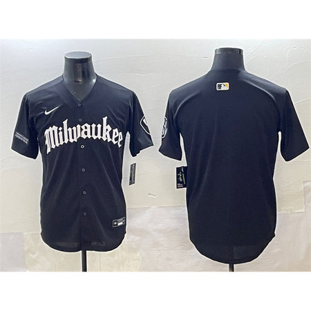Men's Milwaukee Brewers Black "Gothic 414 Shadows Edition" Vapor Premier Limited Stitched Jersey