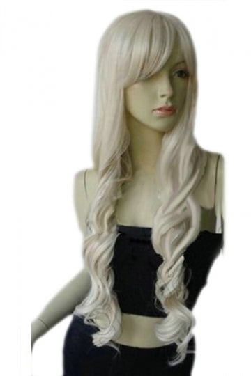 Beige Classic Womens Long and Curly Hair Wig-elleschic