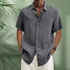 Gioiacombo&trade; Camicia da uomo manica corta in cotone e lino estate 2023