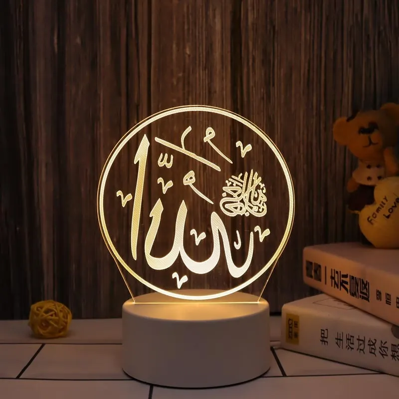 2022 Ramandan Decoration LED Night Light EID Mubarak Moon Acrylic Table Lamp Islam Muslim Party Decor for Home Eid Al Adha Gifts