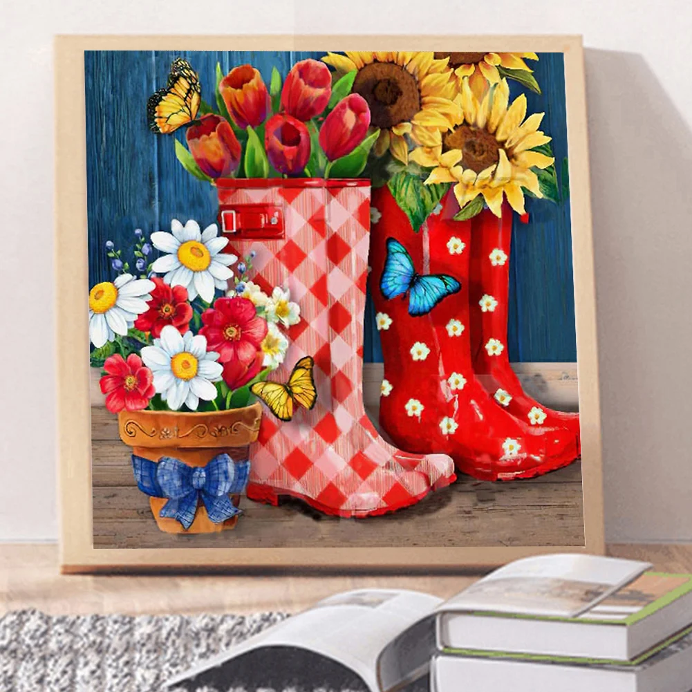 Diamond Painting - Full Round Drill - Boots Sunflower(30*30cm)