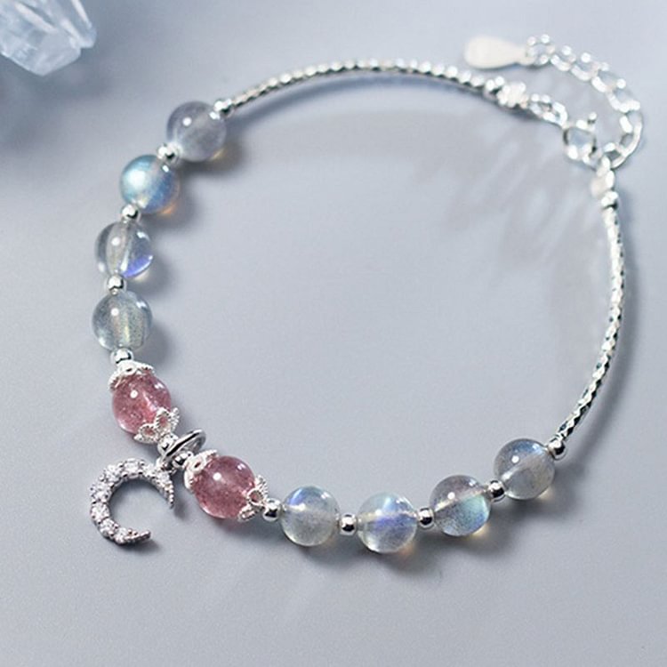 Moon Crystal Bead 925 Sterling Silver Bracelet - Modakawa