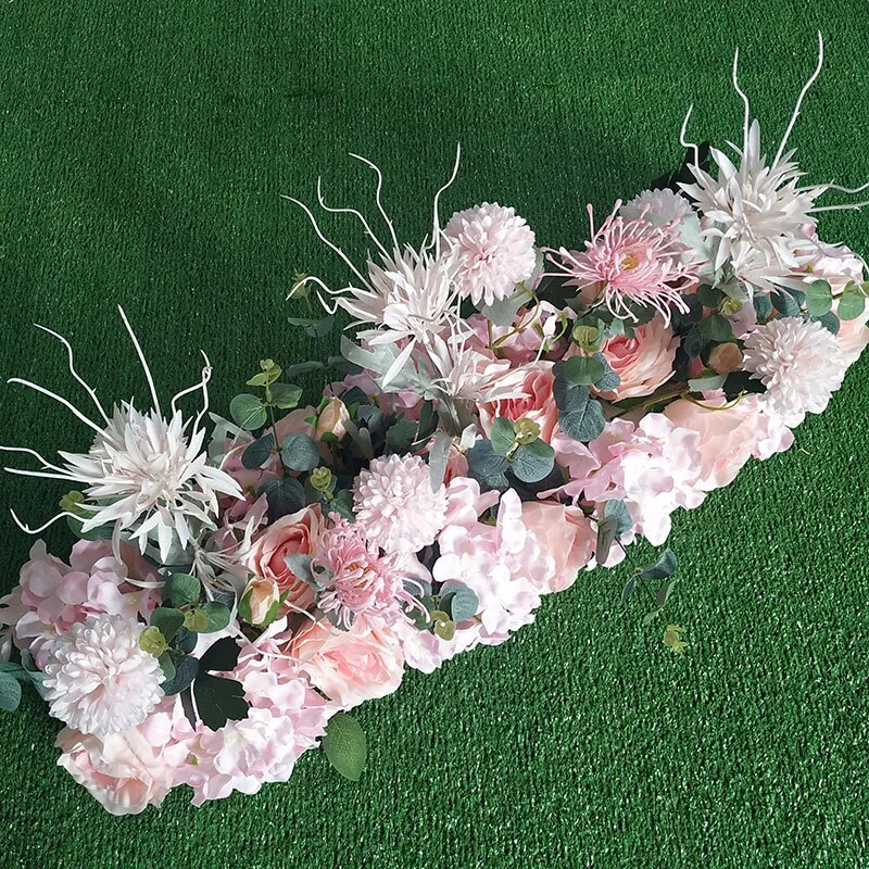 Christmas Gift 50cm Wedding Flower Wall Arrangement Silk Rose Peony Artificial Flower Row for Party Wedding Arch Decoration Backdrop Garland
