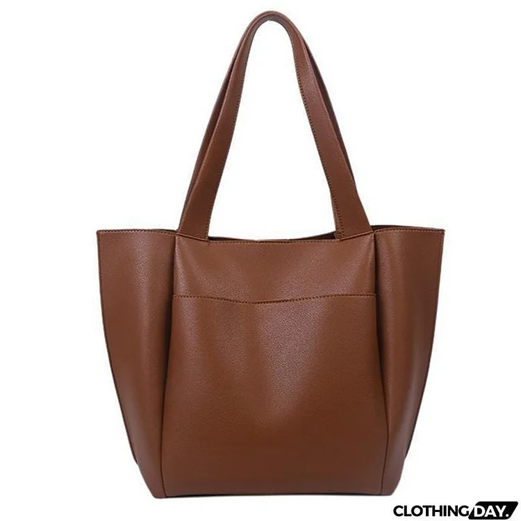 On-Trendy Large Capacity Ultra-Soft Material Slip Pocket Shoulder Bag Tote Bag