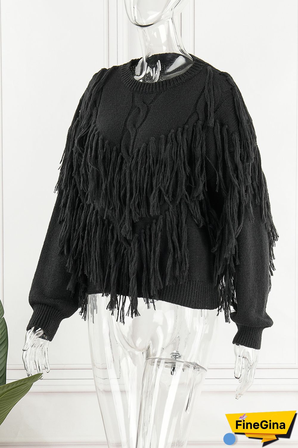 Pink Casual Solid Tassel O Neck Tops