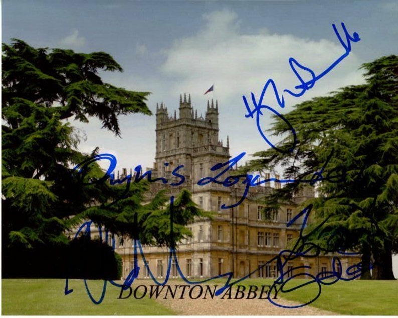 Downton abbey signed Photo Poster painting hugh bonneville robert james collier lesley nicol + 2