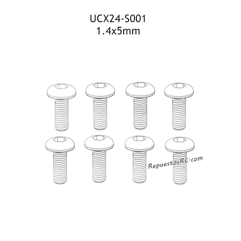 UDIRC UCX2405 Accesorios 1.4x5mm Tornillo Hexagonal de Cabeza Cilíndrica para Máquinas UCX24-S001