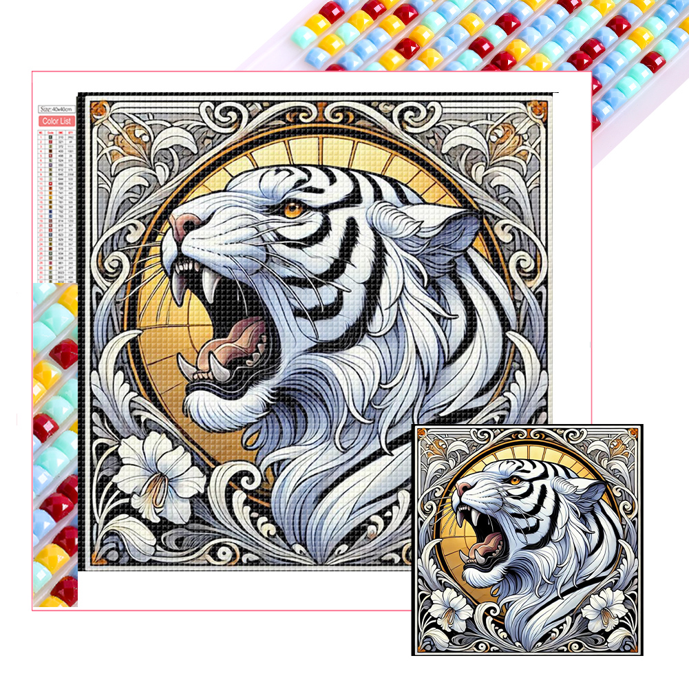 White Tiger 40*40cm(picture) full square drill diamond painting