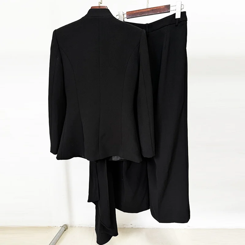 Nigikala Nigikala Star Fashion New Folding Collar Blazer Jacket + Straight Trousers Set Two-Piece Sets