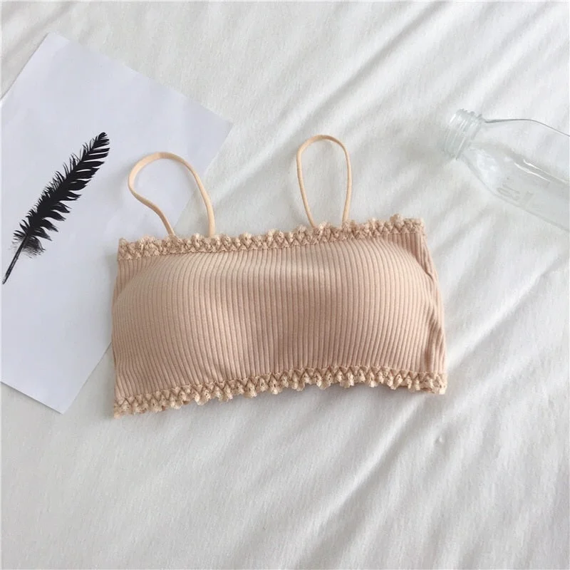 Women's Cotton Bra Female Tube Top Bra Women's Suspender Underwear Beautiful Tank Top Seamless Comfort Bra Sport Bra Lace Tops