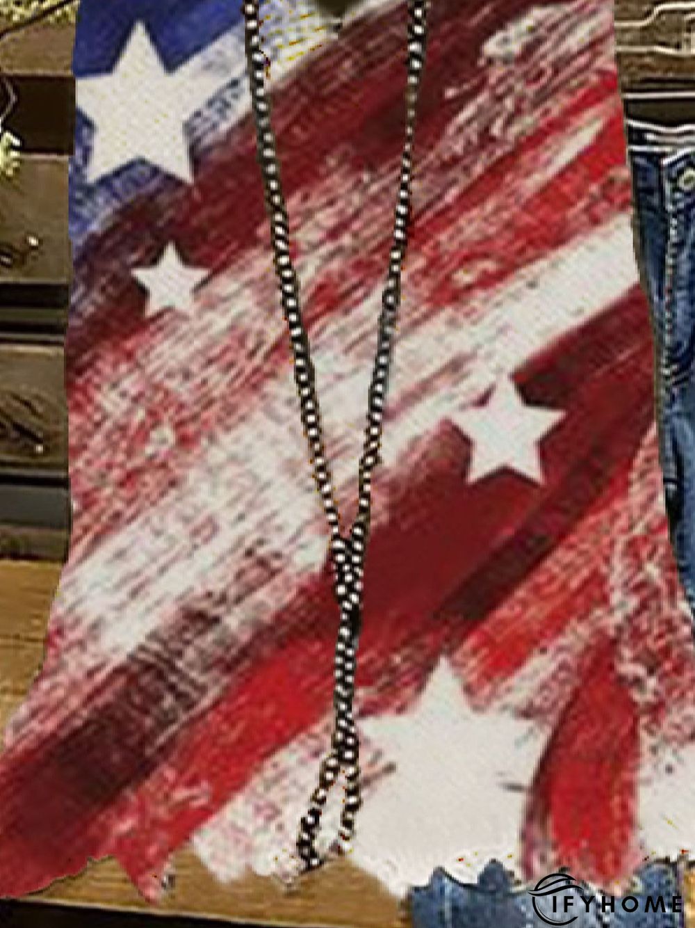 Vintage V Neck Printed Sleeveless Shirts & Tops | IFYHOME