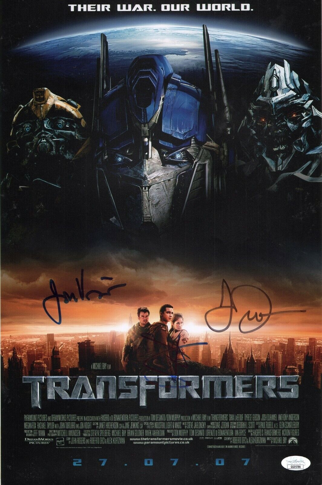 TRANSFORMERS Cast x3 Authentic Hand-Signed Shia LaBeouf