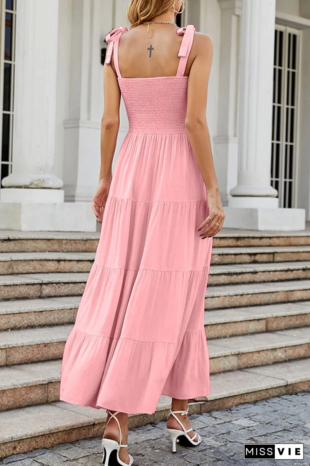 Fashion Street Dot Patchwork Spaghetti Strap Printed Dresses