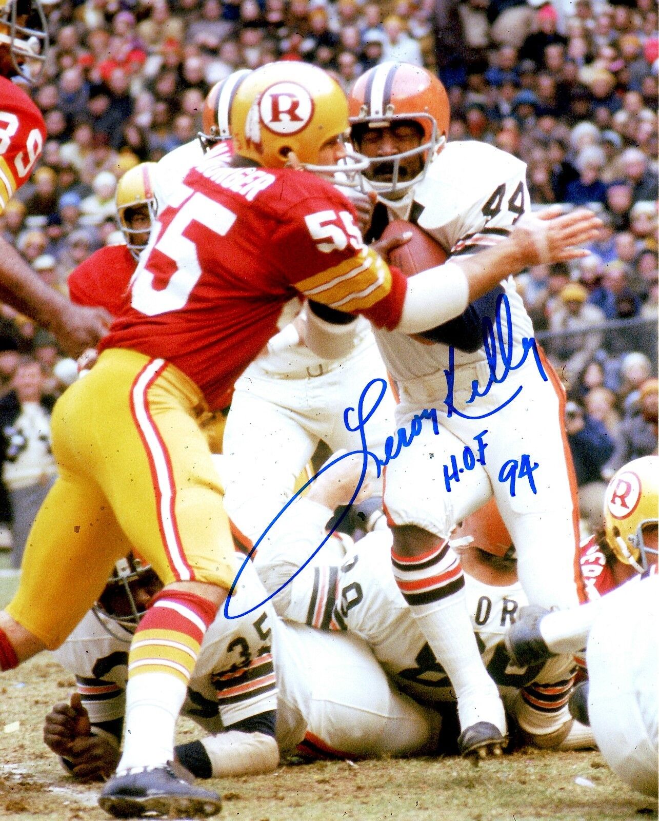 Autographed LEROY KELLY HOF CLEVELAND BROWNS 8X10 Photo Poster painting - w/Show ticket