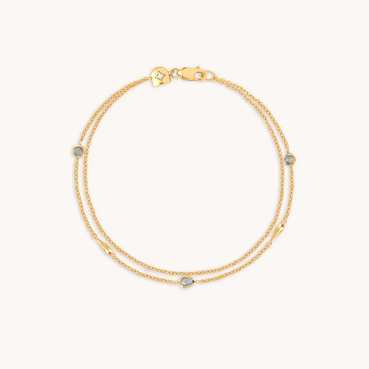 Opal Charm Double Bracelet in Gold
