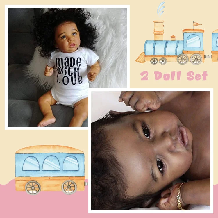 Realistic Sisters Bess and Kennedy Black African American Reborn Toddler Baby Doll Rebornartdoll® RSAW-Rebornartdoll®