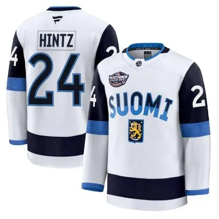 Youth Finland #24 Roope Hintz White 2025 4 Nations Face-Off Premium Stitched Jersey