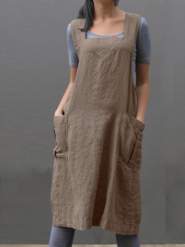 Loose cotton and linen long dress-Mayoulove