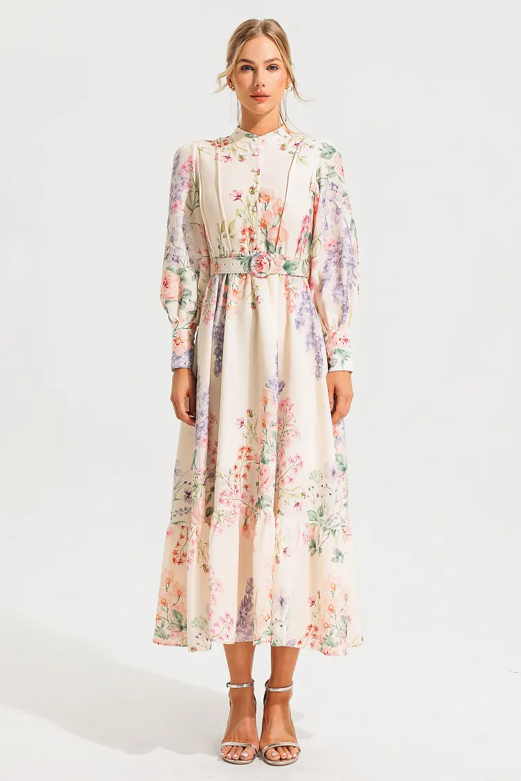 SILK MAXI DRESS WITH BELT main image 1