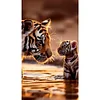 Diamond Painting-DIY Full Round Drill Tiger Family(70*40 CM)