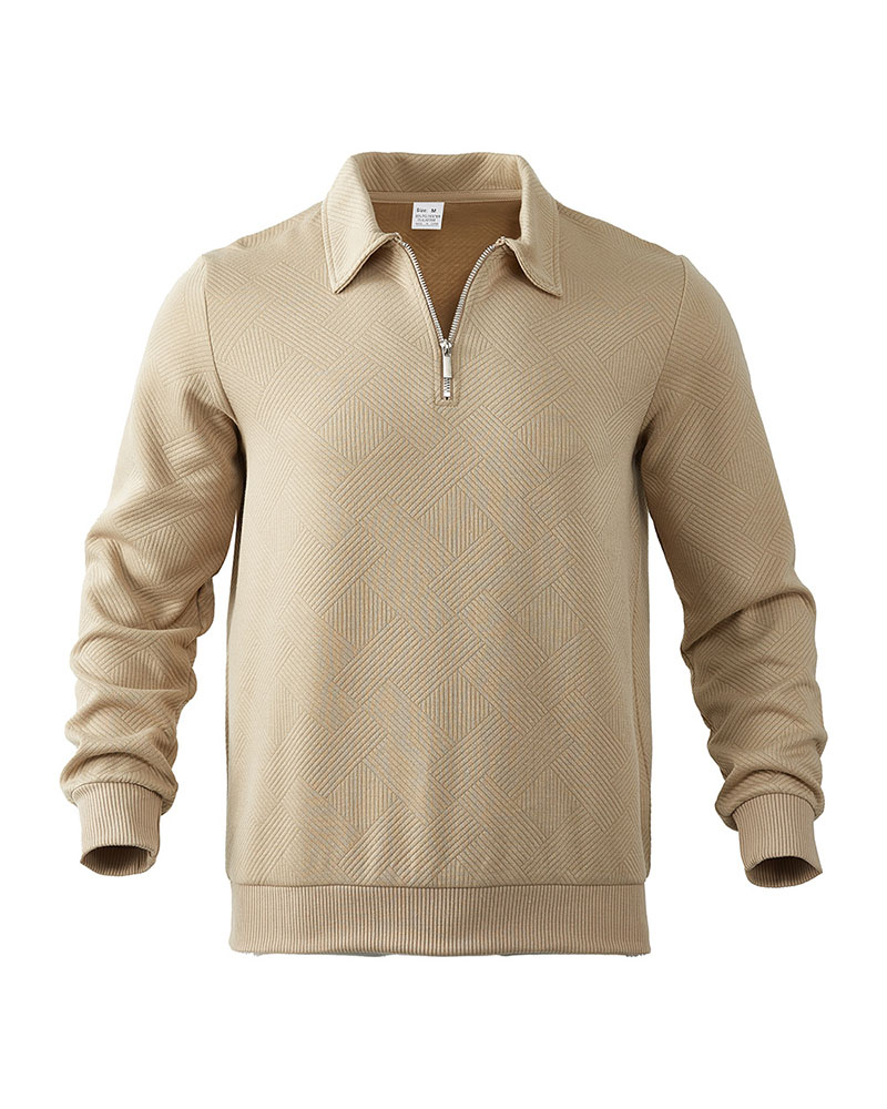 S-3XL Simple Solid Color Half-Zipper Lar Long Sleeve Sweatshirt