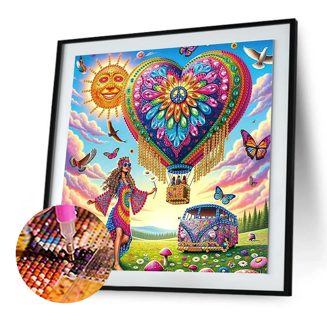 Diamond Painting - Partial Special Shaped Drill - Love and Peace(Canvas|30x30cm)