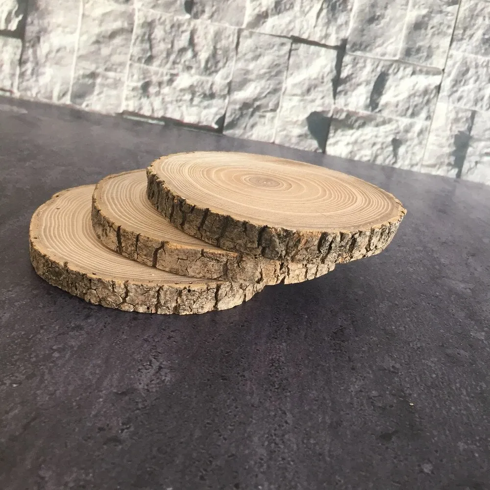 Log Of Wood Natural Round Slice Tree Bark Discs Cake Rustic Wooden Stand Wedding Party Painting Decor Home Decoration 10-20 CM