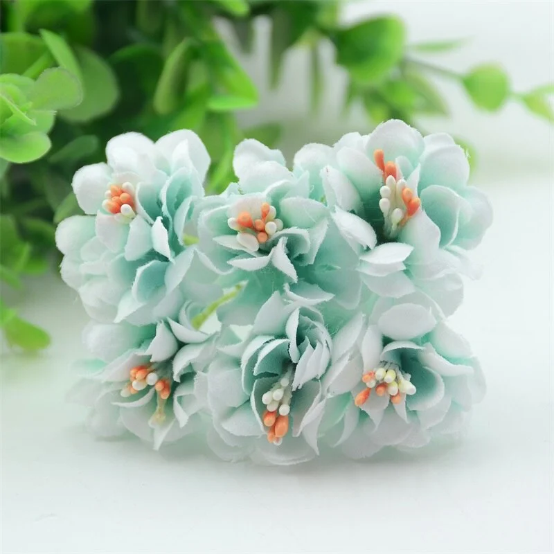 6pcs Mini  Artificial Silk Rose Bouquet Flower Stamen Wedding  Box Decoration Stamen Cheap Scrapbooking Fake Flower