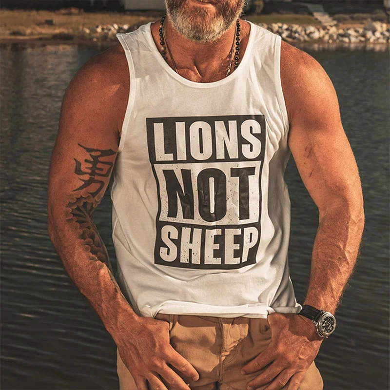 Letter Print Tank Tops Men Casual Oversized Sleeveless Sweatshirt Fitness Gym Tank Tops-VESSFUL