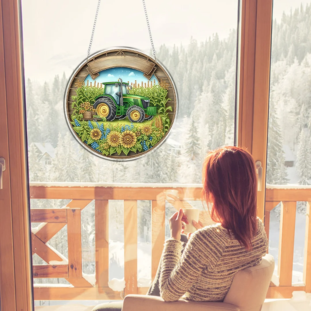 Manor Car 2D Flat DIY Acrylic Diamond Art Pendant Craft Kit for Home Wall Decor