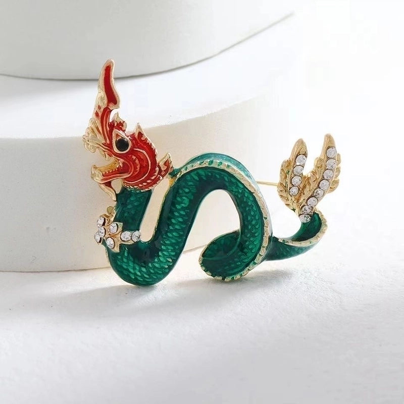 Chinoiserie Pin Animal Alloy Rhinestone Unisex Corsage