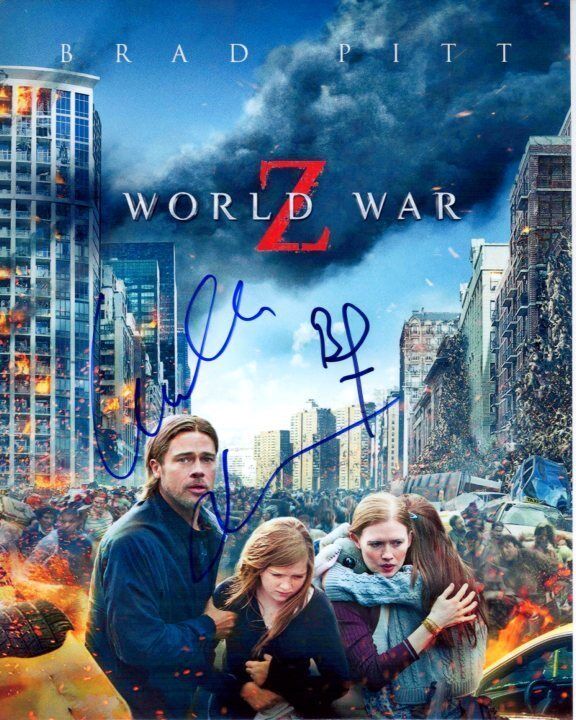 BRAD PITT & MIREILLE ENOS Signed Autographed WORLD WAR Z Photo Poster painting