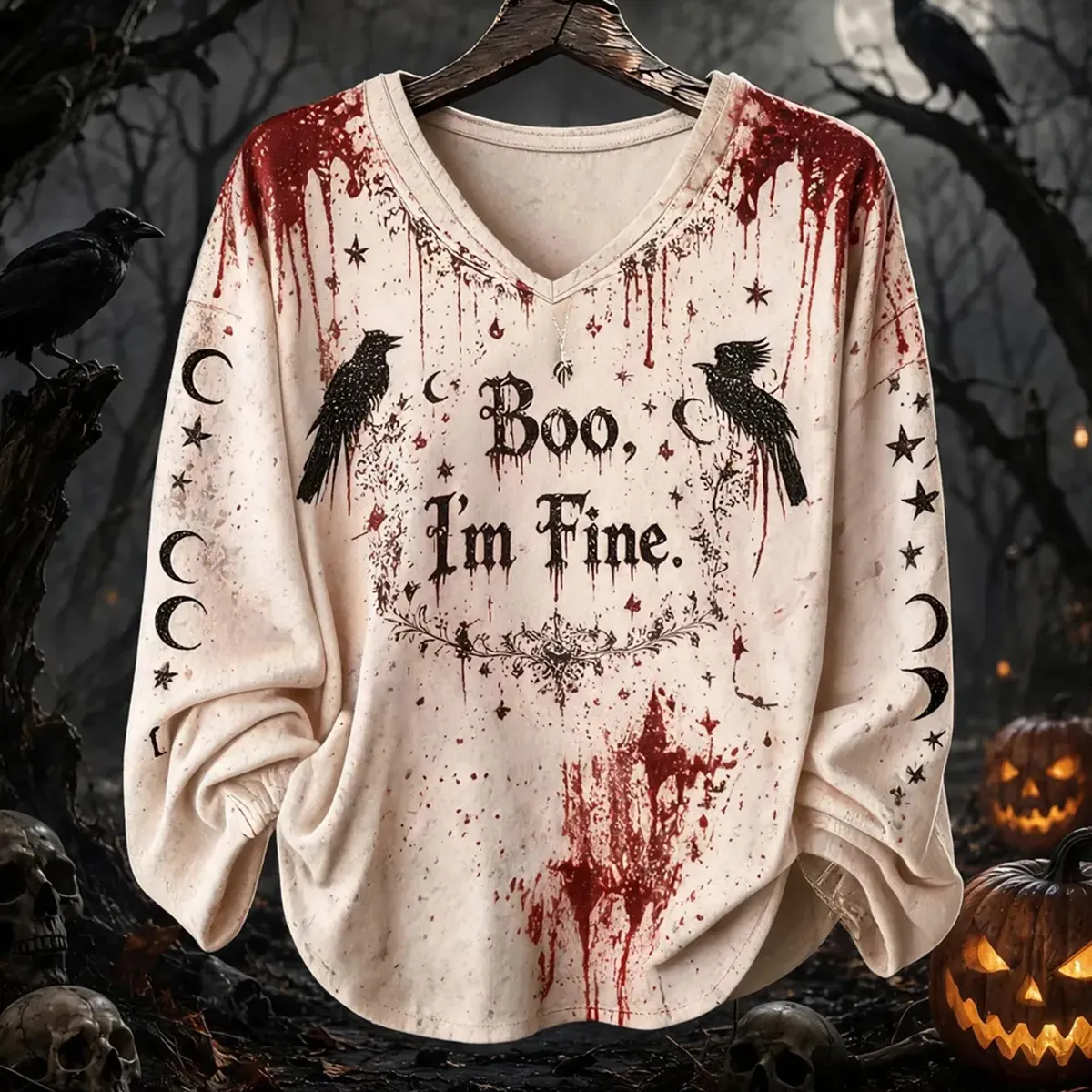 Comstylish Vintage I'm Fine Halloween Long Sleeve T-shirt