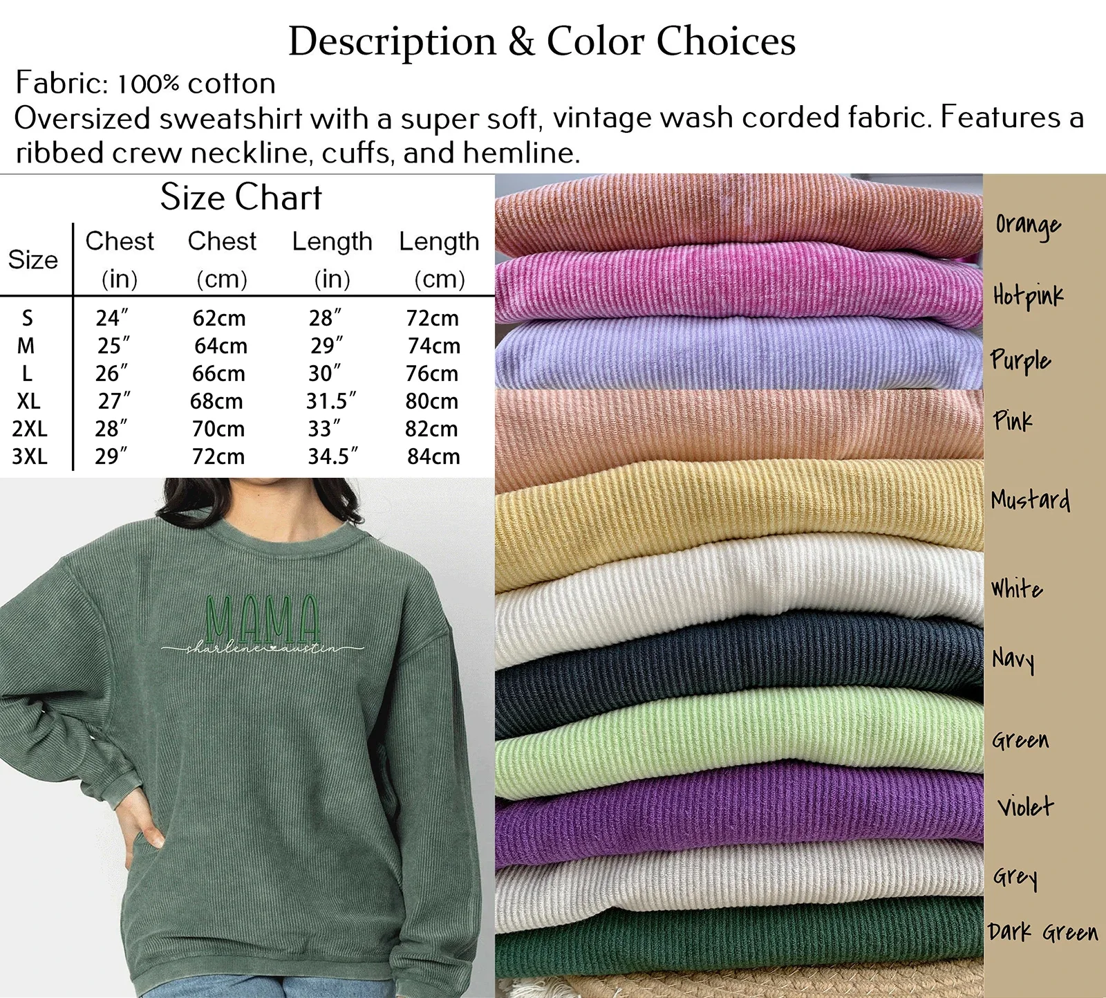 Tapather Custom Embroidered Corded Sweatshirt Oversized Tapather Custom Embroidered Corded Sweatshirt Oversized